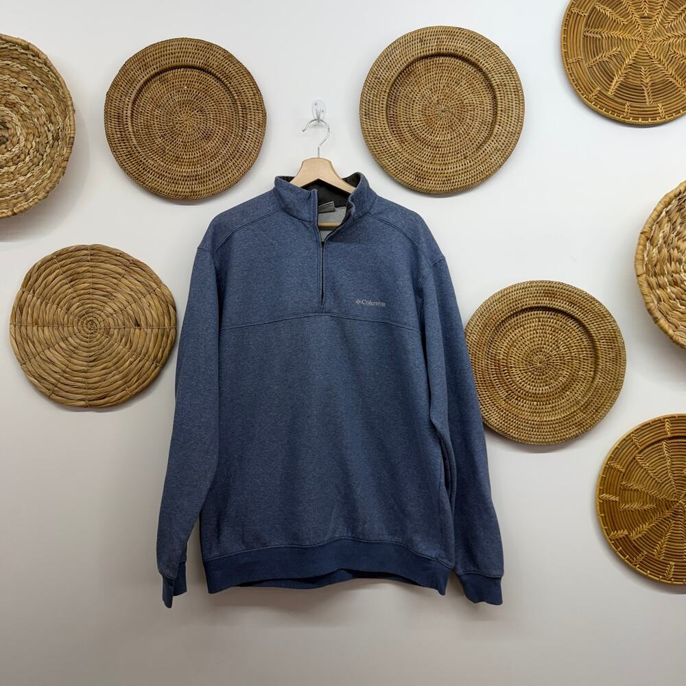 Columbia Blue Quarter Zip Sweatshirt Mens LT LARGE TALL